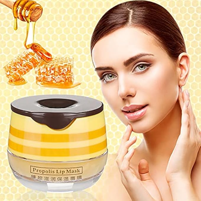 TJMR LIP MASK,HONEY LIP MASK,PROPOLIS MOISTURIZING LIP BALM NOURISHING ANTI-WRINKLE LIP CARE, HYDRATE & PLUMP DRY, CHAPPED LIPS PASTE LIP PLUMPING OUTDOOR CHILDREN TREAT LIP BALM (YELLOW, ONE SIZE) - Image 1